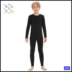 Merino Wool Base Layer Set Thermal Underwear Kids Unisex Soft Warm